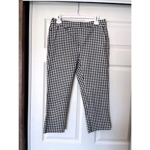 Adrianna Papell Black & White Gingham Checkered Crop Pants Size 4 Career